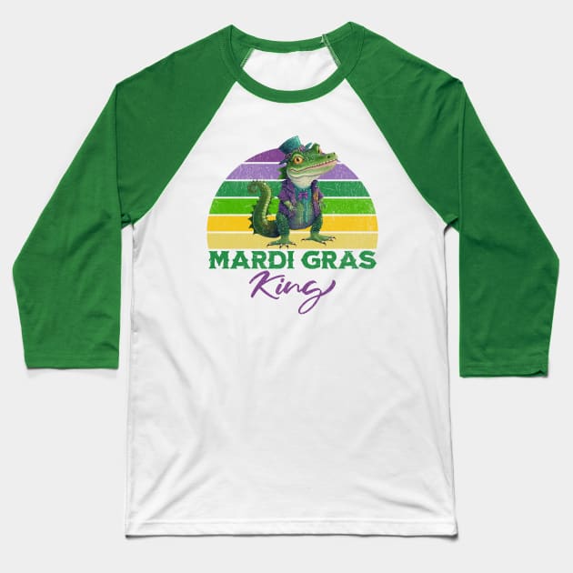 Mardi Gras King - Alligator Baseball T-Shirt by Unified by Design